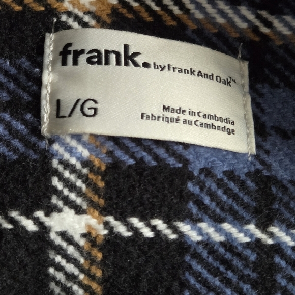 FRANK By FRANK & OAK NEW Men's Blue & Black Plaid Large Cotton Shacket  1645057 - Picture 10 of 12